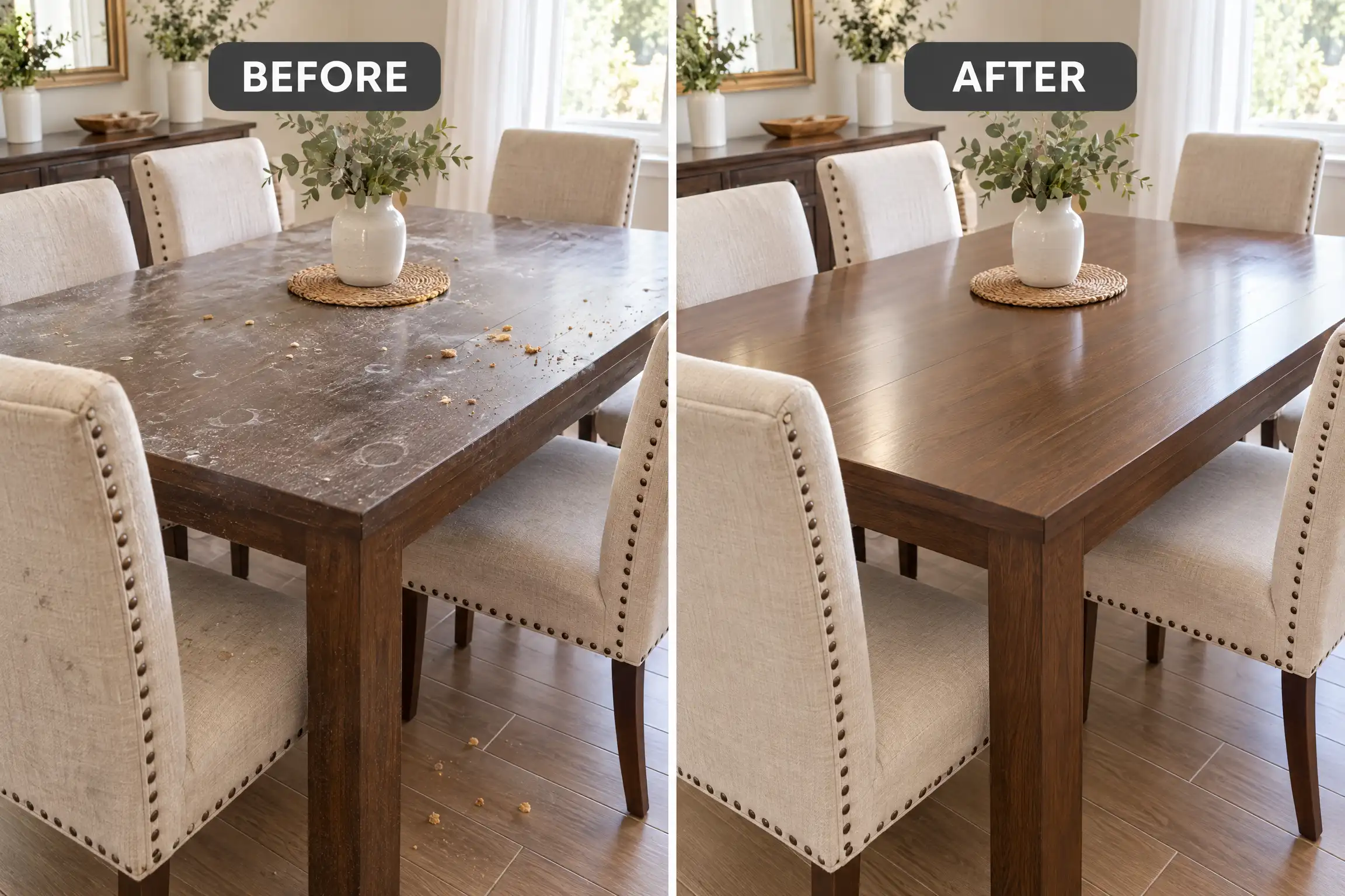 Before and after professional carpet cleaning